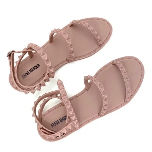 STEVE Madden Transport Blush Travel Jelly Flat Sandals in Nude Beige Size 9 - Picture 3 of 11